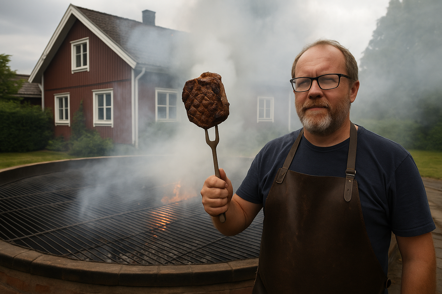 Man i Mullhyttan har byggt Sveriges största grill – i sin före detta pool