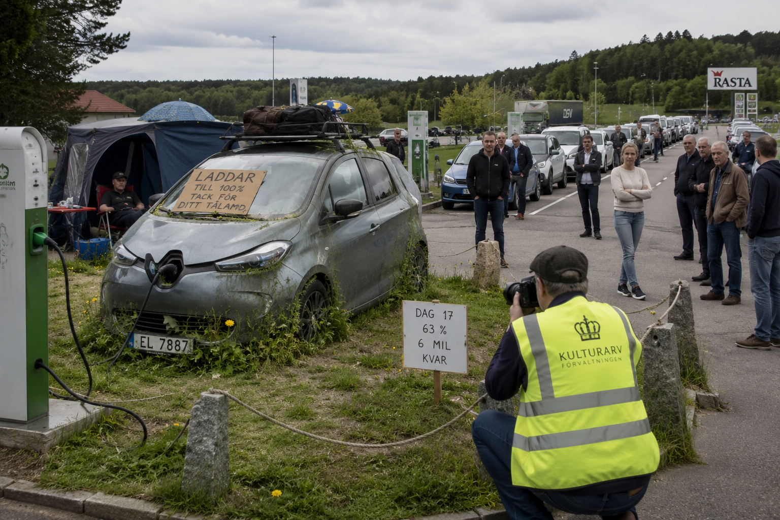 MANNENS ELBIL TAR TRE VECKOR ATT LADDA – HAR OCKUPERAT SAMMA LADDPLATS SEDAN PÅSK